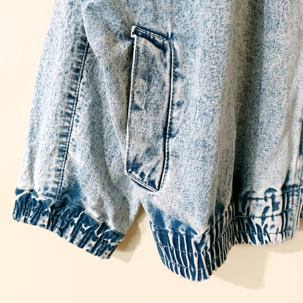 Vintage 80s Jazzino Acid Wash Butterfly Beaded Studded Collar Denim Jean Jacket - Picture 6 of 15